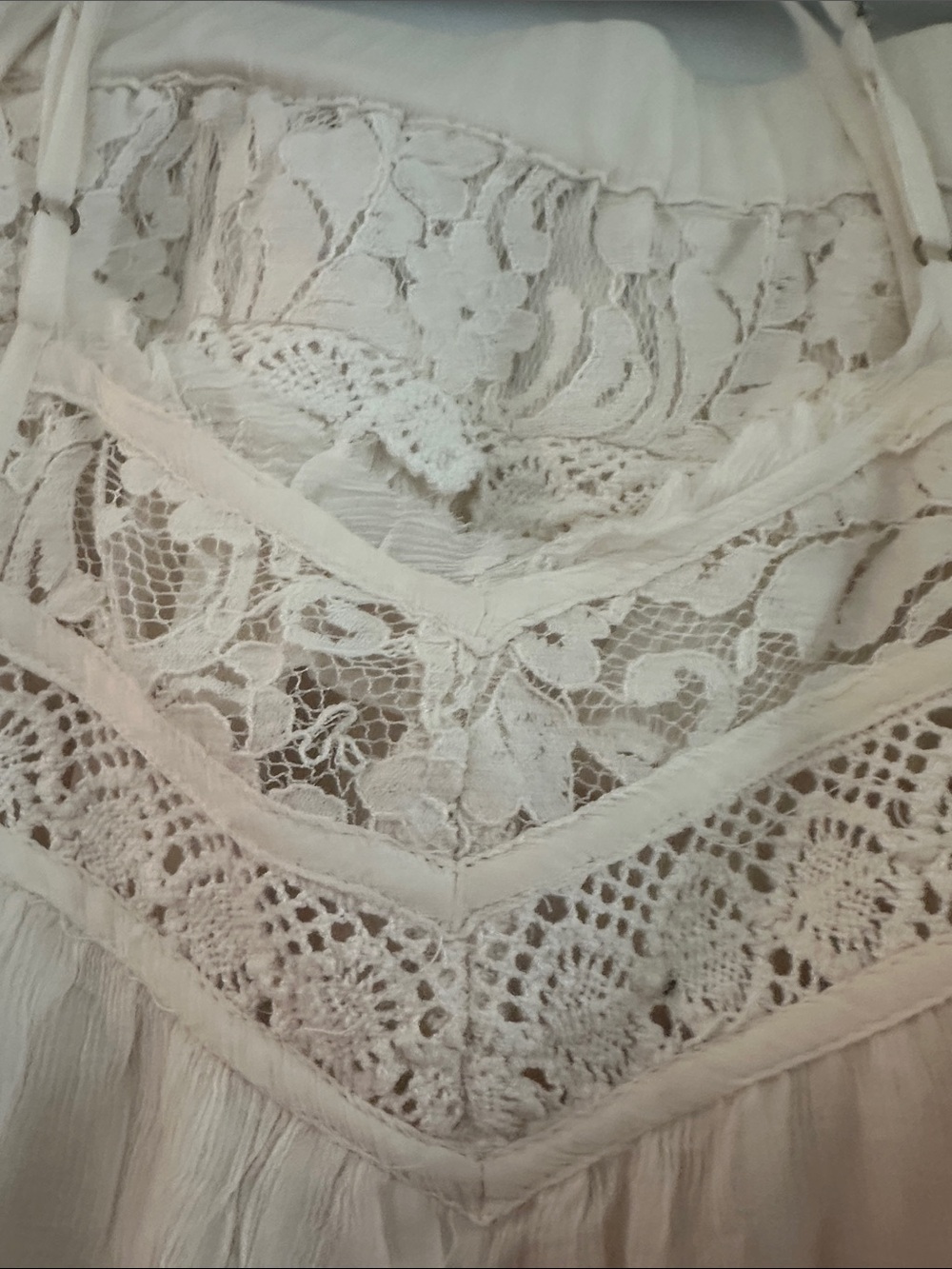 Free People Cream Boho Wide-Leg Jumpsuit with Lace Trim - Picture 5 of 5